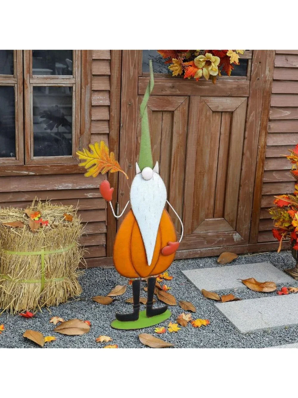 Charming Fall Metal Gnome Porch Sign | Standing & Hanging Wall Decor